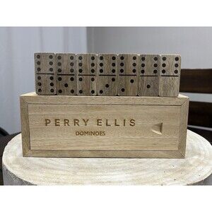 Perry Ellis Mango Wood Dominoes Set New And Sealed